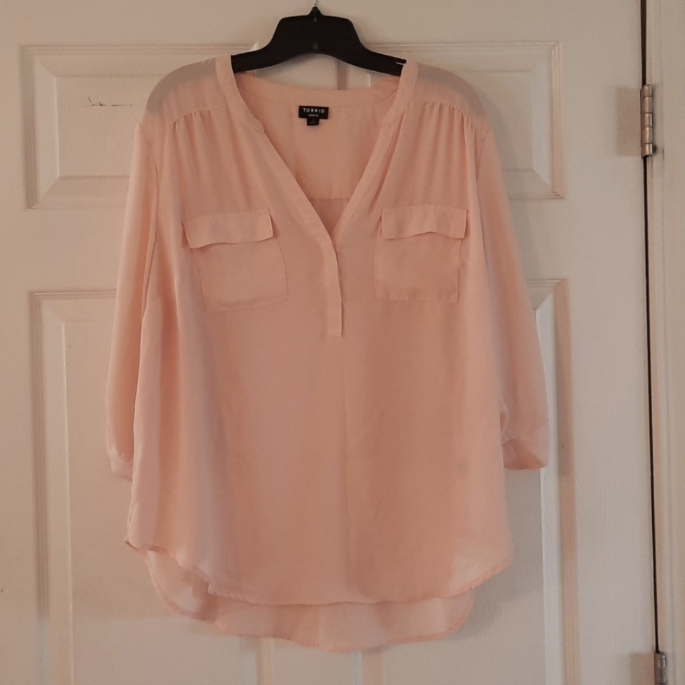 Torrid Light Peach Chiffon Top